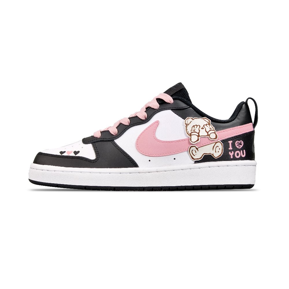 Nike Court Borough Low-Top Skateboard Shoes GS Black Pink