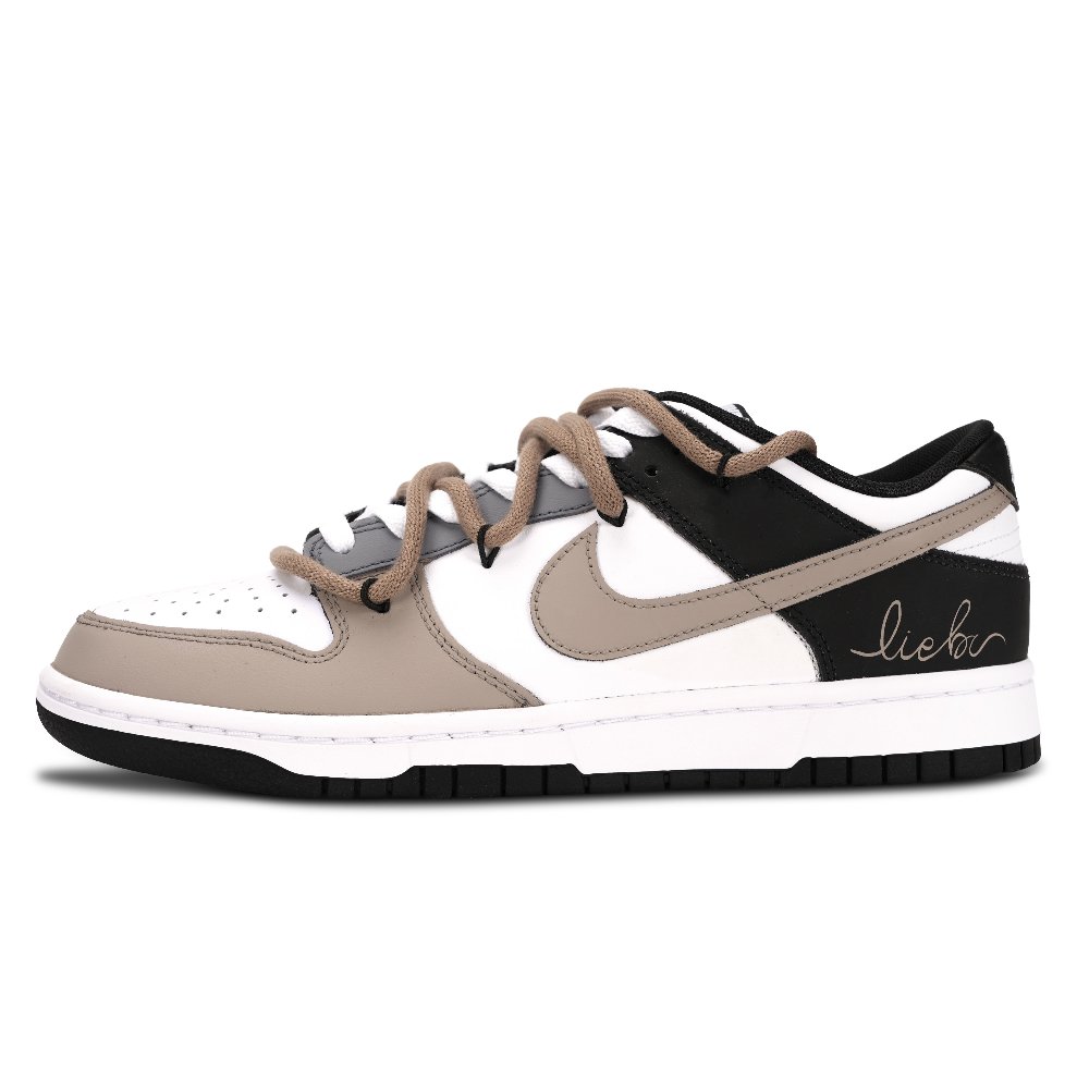 Nike Dunk Slip Resistant Abrasion Resistant Low top Skateboard Shoes Unisex Black White Umber