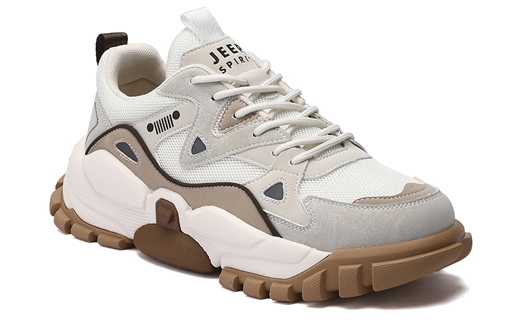 JEEP SPIRIT Chunky Sneakers Men Low Top Shuffleboard White