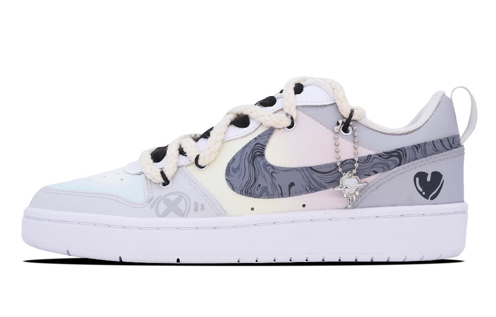 Nike Court Borough Coverage Cushioning Wear-Resistant Balance Height Increasing Low-Top Skateboard Shoes GS Gray Blue