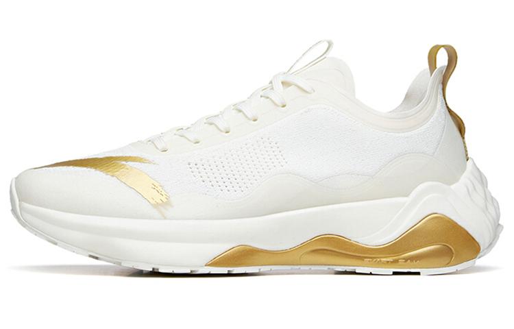 Anta Shock Absorbing, Non Slip, Wear Resistant, Breathable And Lightweight Low Top Running Shoes Women's White Gold