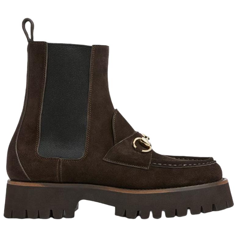 GUCCI Short Chelsea Boots 4.5cm Women's Brown