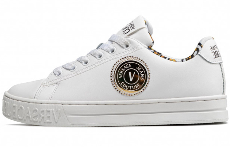 VERSACE JEANS COUTURE Low Top Stylish Skateboarding Shoes Women's White