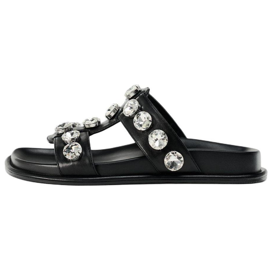 ZARA Trf Abrasion-Resistant Slide Slippers Women's Black