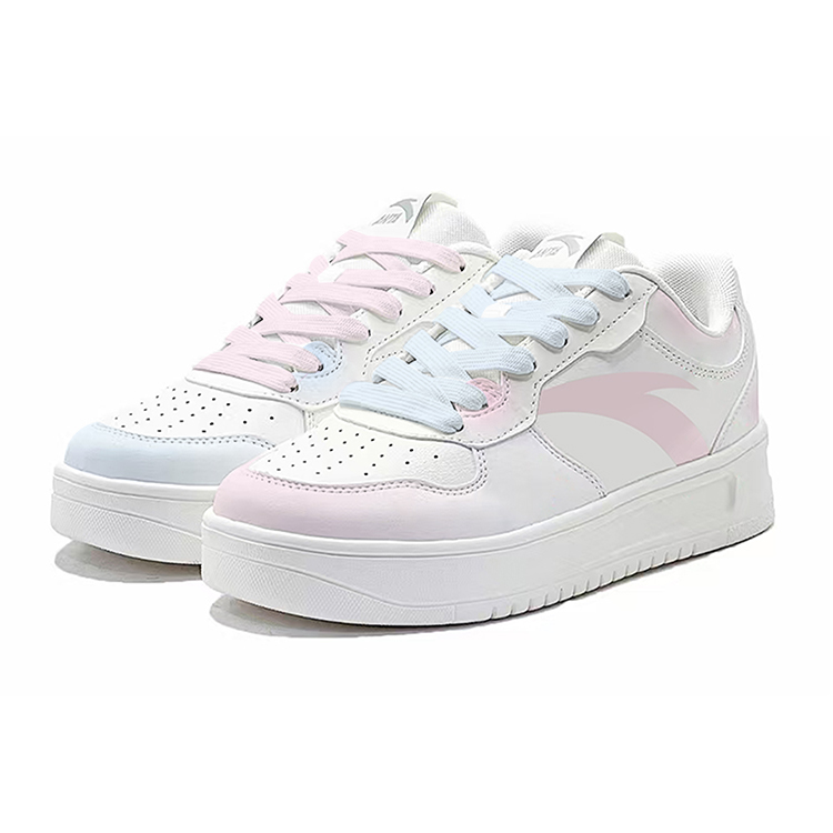 Anta Relaxed Anti Slip Wear Resistant Low Top Skateboard Shoes Unisex Pink Blue Mismatched