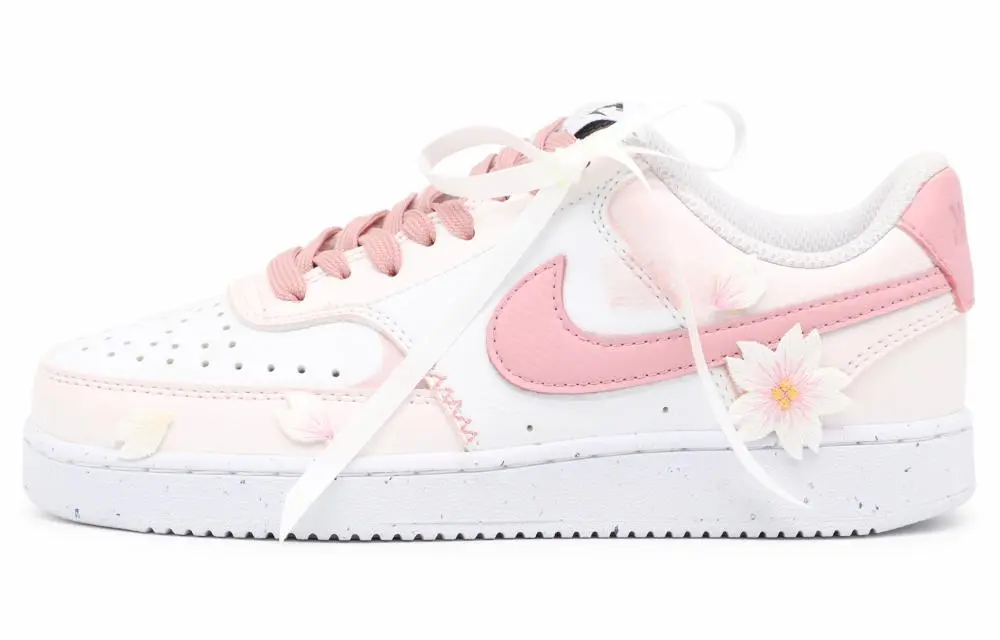 Nike Court Vision 2 Cushioning, Wear Resistant Low top Skateboard Shoes Unisex Pink White