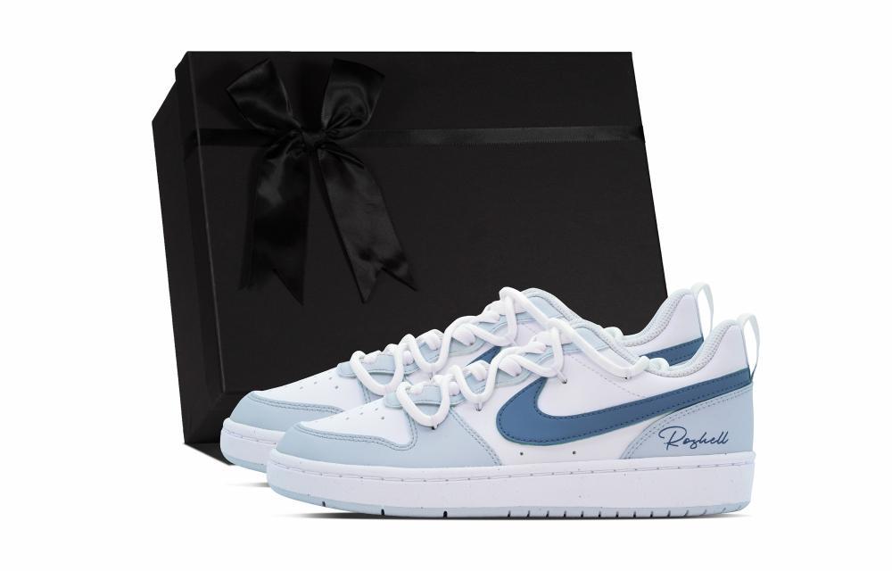 Nike Court Borough Skateboard Shoes Women's Low-Top White Blue