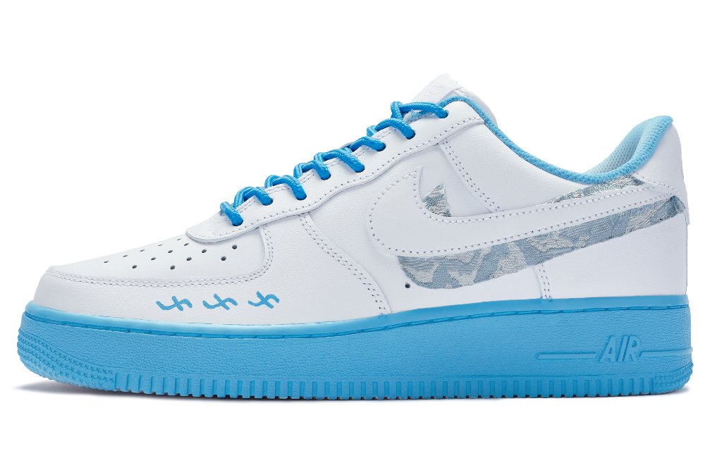 Nike Air Force 1 Low-Top Skateboard Shoes Men's Blue White