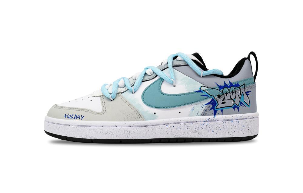 Nike Court Borough Low Gray Lan Non-slip Lightweight Low-Top Skateboard Shoes GS Beige Gray