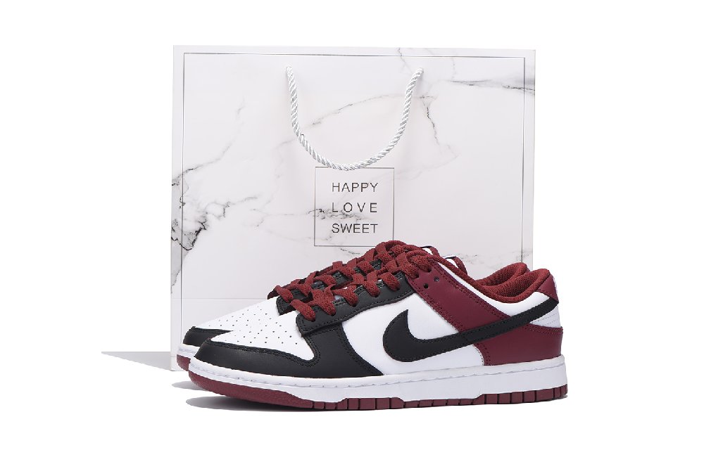 Nike Dunk Coverage Anti-Slip And Wear-Resistant Low-Top Skateboard Shoes Unisex Black Red