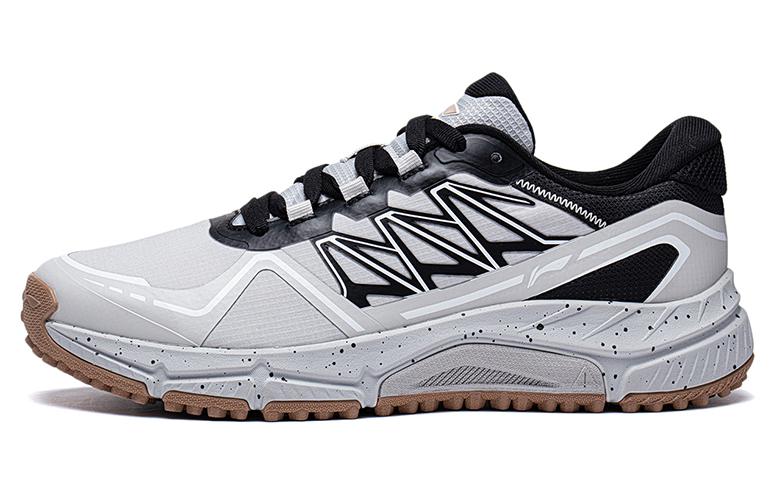 LiNing Abrasion Resistant Breathable Moisture Wicking Low Top Running Shoes Men's Gray Black