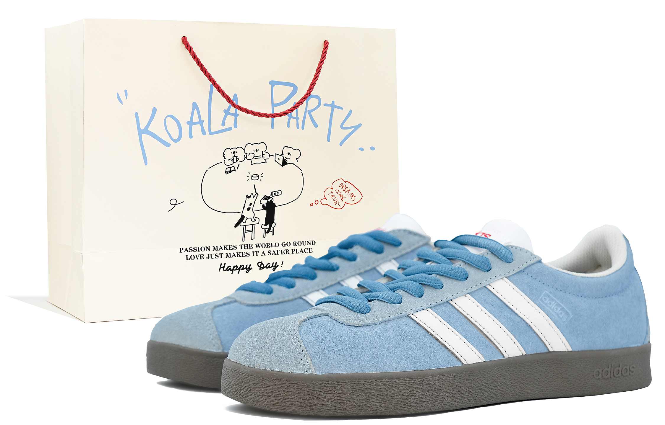 Adidas VL COURT 2.0 Anti Slip Wear Resistant Low Top Skateboard Shoes Unisex Blue