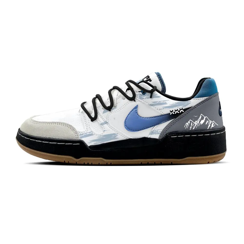Nike Full Force Low Stasis Echo Abrasion Resistant Low top Skateboard Shoes Men's White Blue