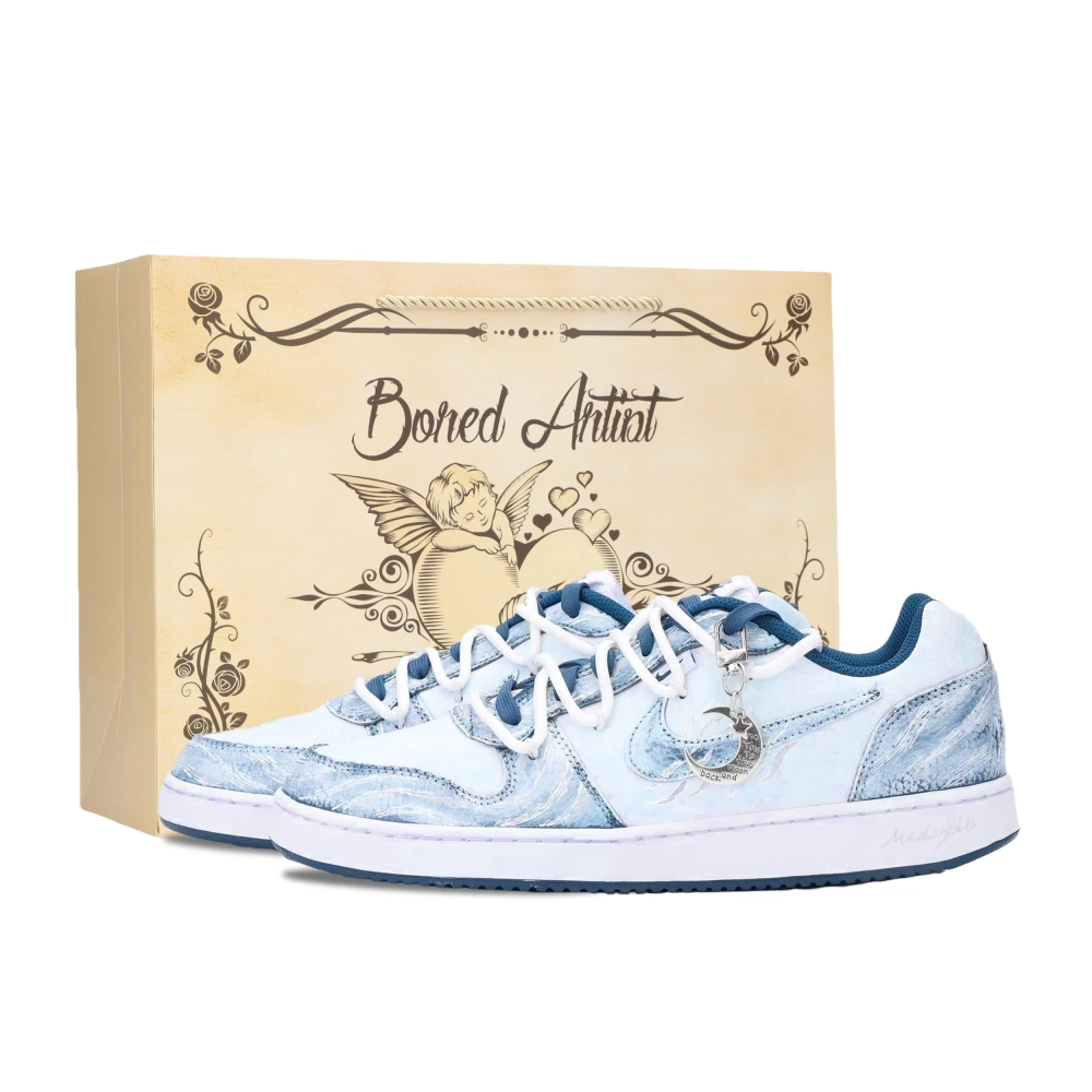 Nike EBERNON Jiangjin Yue, Special Shopping Bag, Vast As The Sea Low top Skateboard Shoes Unisex Blue White