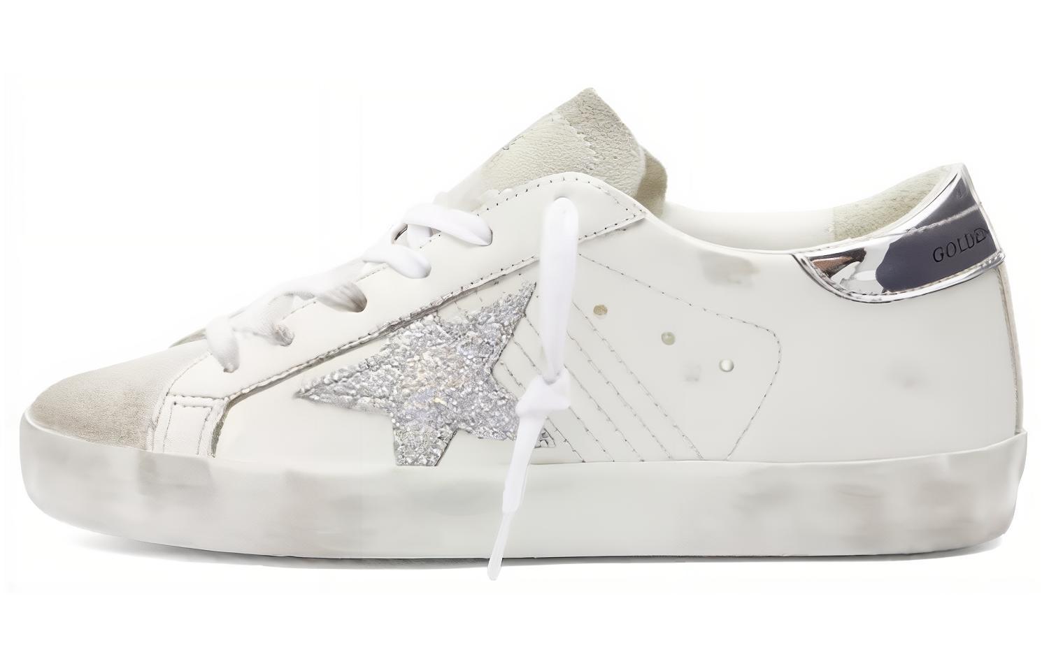 Golden Goose Super Star White SIlver Metallic Glitter Women's
