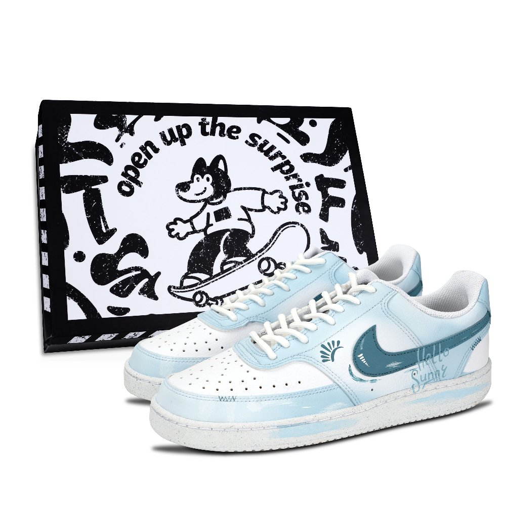 Nike Court Vision 1 Low Top Skateboard Shoes Unisex Light Blue