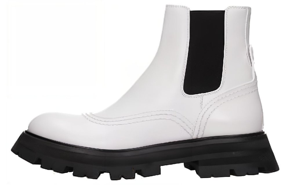 Alexander McQueen Wander Chelsea Boots 'White Black' Women's
