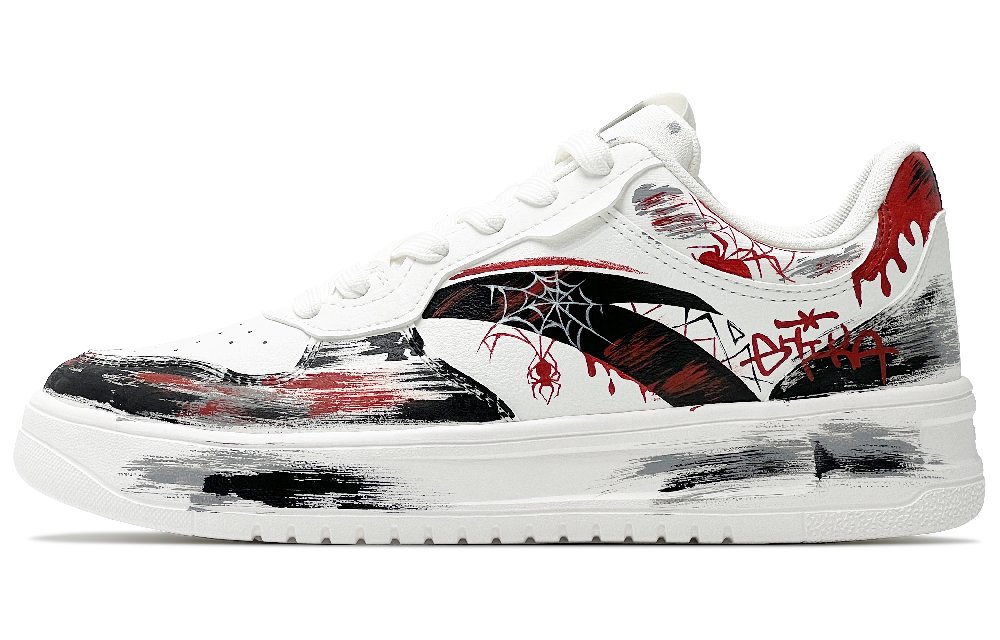 Anta Life Collection Slip-Resistant Cushioning Wear-Resistant Low-Top Skateboard Shoes Men's Black White Red