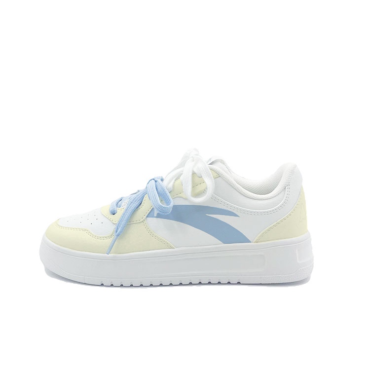 Anta Relaxed Anti Slip Wear Resistant Low Top Skateboard Shoes Unisex Yellow Blue
