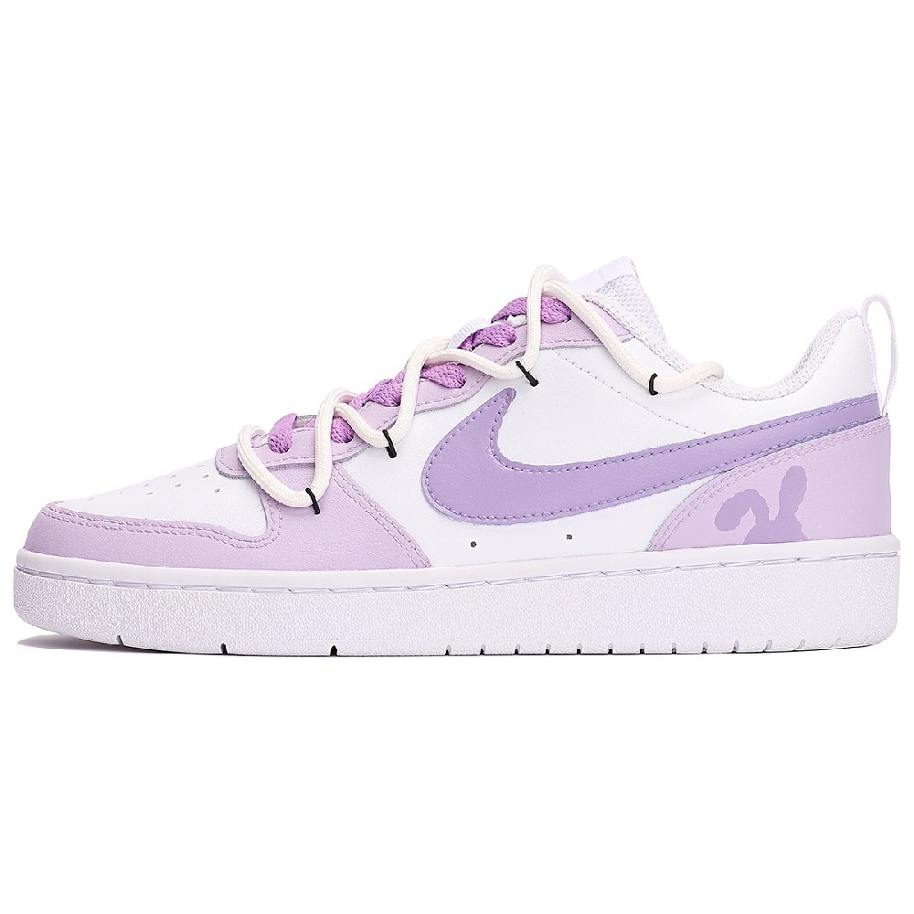 Nike Court Borough Low 2 Anti-Slip Wear-Resistant Low-Top Skateboard Shoes GS White Purple