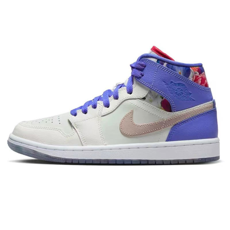 Jordan Air Jordan 1 Abrasion-Resistant Mid-Top Vintage Basketball Shoes GS Pink Blue купить в интернет-магазине Yoocart с быстрой доставкой по России.