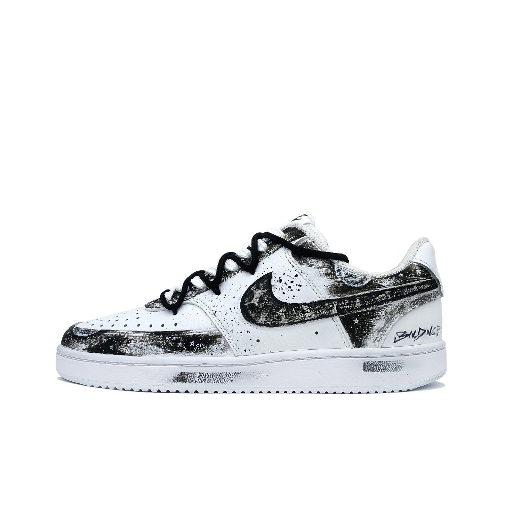 Nike Court Vision 1 Low Top Skateboard Shoes Men's Black White