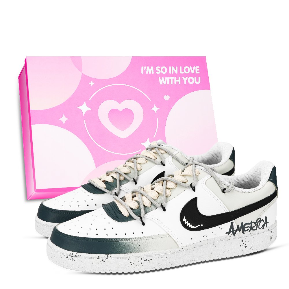 Nike Court Vision 1 Graffiti Carnival Abrasion Resistant Low Top Skateboard Shoes Unisex Black White Yellow