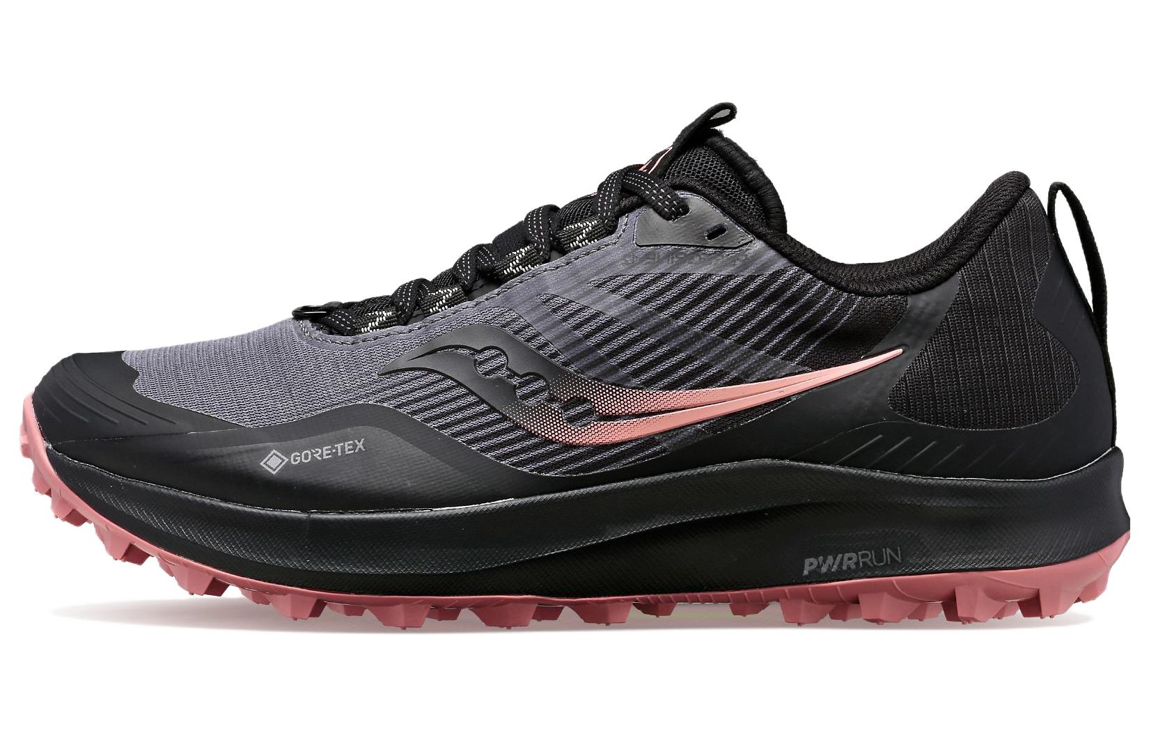 Saucony Peregrine 12 Shock Absorbers Slip Resistant Abrasion Resistant Low top Running Shoes Women's Black Pink