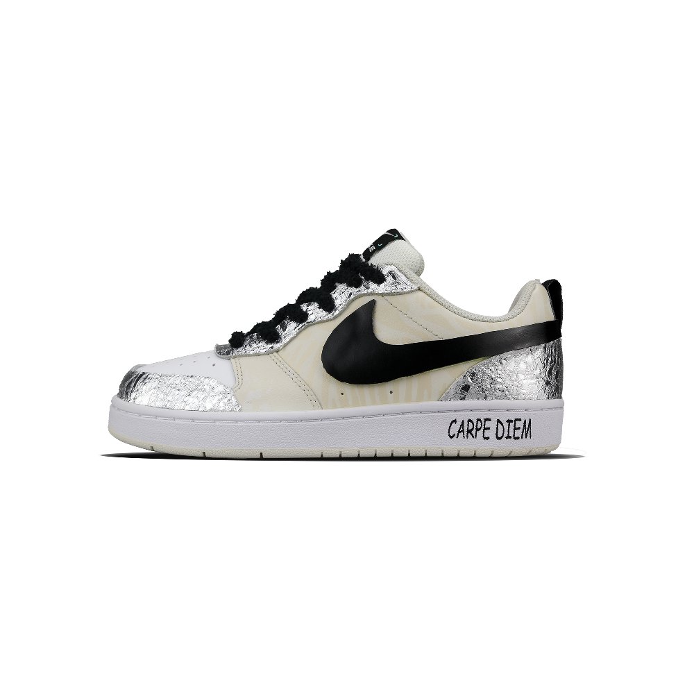 Nike Court Borough Low 2 Seven Joints Campaign Galaxy Dopamine Dressing Low-Top Skateboard Shoes GS Black White Silver