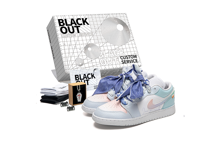 Jordan Air Jordan 1 Low Anti-Slip Wear-Resistant Low-Top Vintage Basketball Shoes GS Glacier Blue