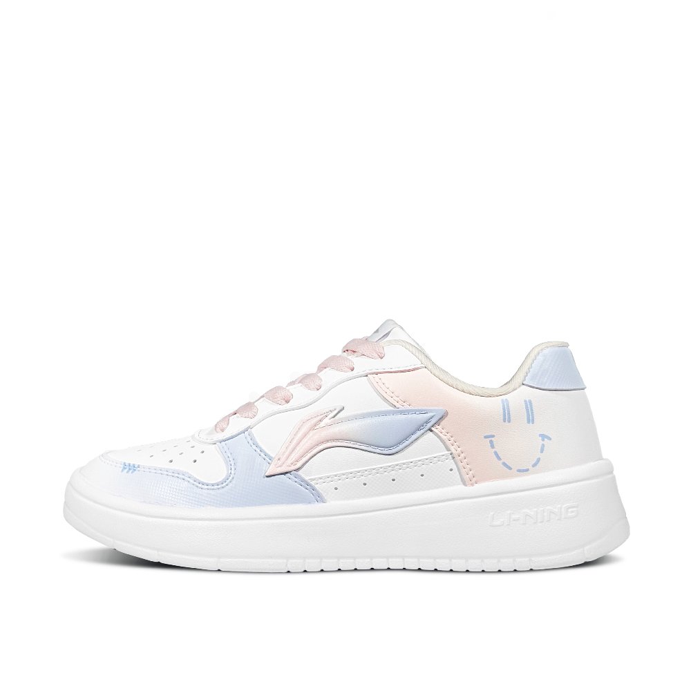 LiNing Pontoon Boats Slip Resistant, Abrasion Resistant, Breathable Low Top Skateboard Shoes Women's White Blue