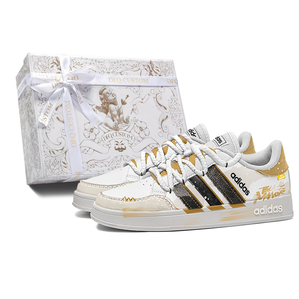 Adidas Neo Breaknet Firework Discipline, Box Abrasion Resistant Low top Skateboard Shoes Unisex White Gold