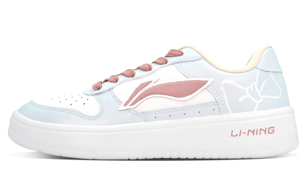 LiNing Pontoon Boats Height Increasing Breathable Low Top Skateboard Shoes Women's White Blue Pink