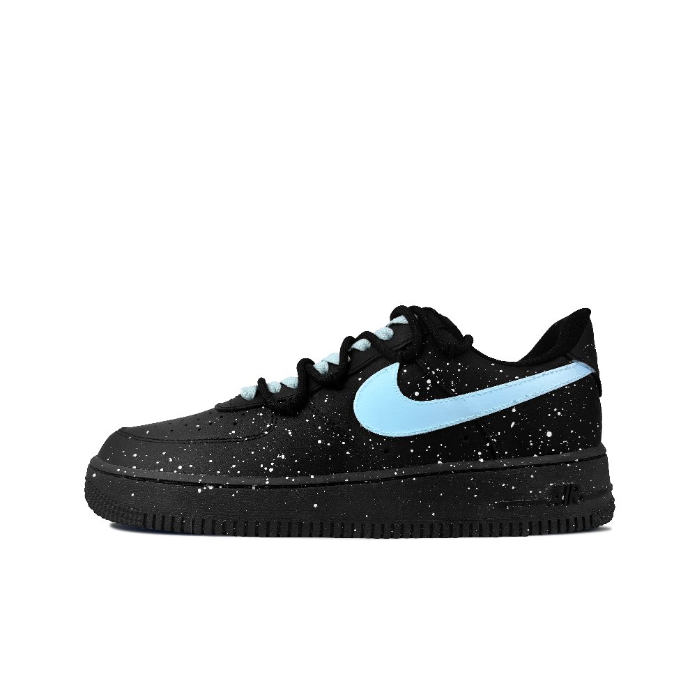 Nike Air Force 1 Ether Blue Baby's Breath Anti Slip Wear Resistant Low Top Skateboard Shoes Unisex Black Blue