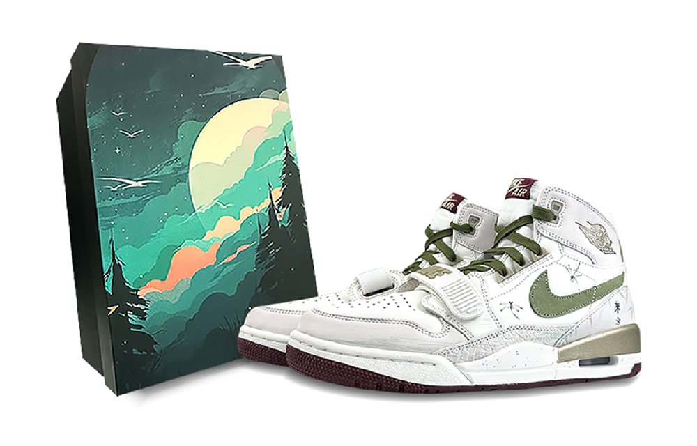 Jordan Legacy 312 Slip-Resistant High-Top Vintage Basketball Shoes Men's White Green