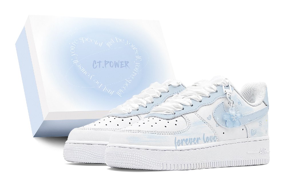 Nike Air Force 1 Low Air Force 1 Anti-Slip Wear-Resistant Low-Top Skateboard Shoes Unisex White Blue