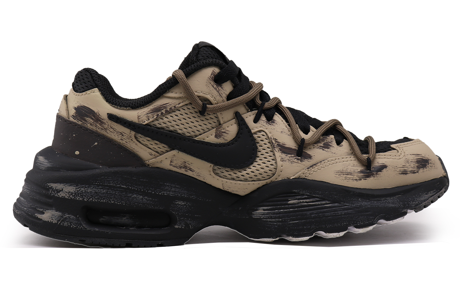 Nike Air Max Fusion Cushioning Abrasion Resistant Lightweight Low top Running Shoes Men's Black Brown
