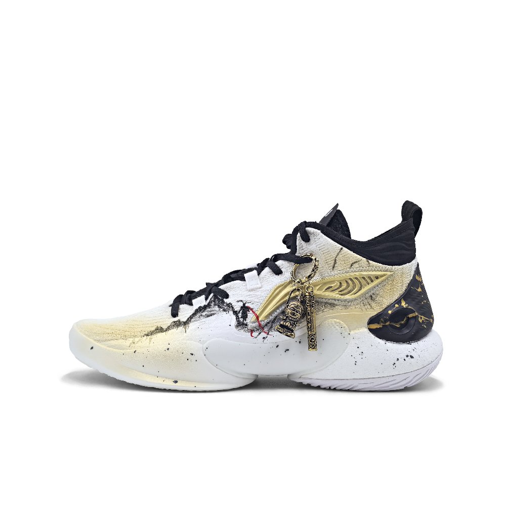 LiNing YuShuai 18 Cushioning Anti-Slip And Wear-Resistant Support Rebound Mid-Top Basketball Shoes Men's White Gold