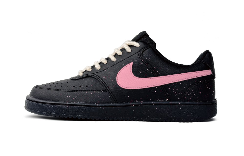 Nike Court Vision Wear-Resistant Slip-Resistant Low-Top Skateboard Shoes Unisex Black Pink