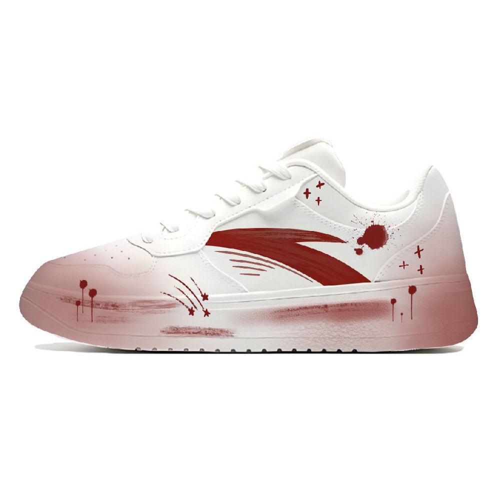 Anta Relaxed Anti Slip Wear Resistant Low Top Skateboard Shoes Unisex White Red