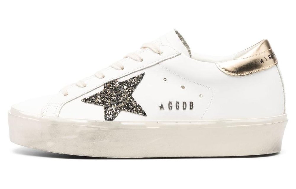 Golden Goose Hi Star White Glitter Gold Women's