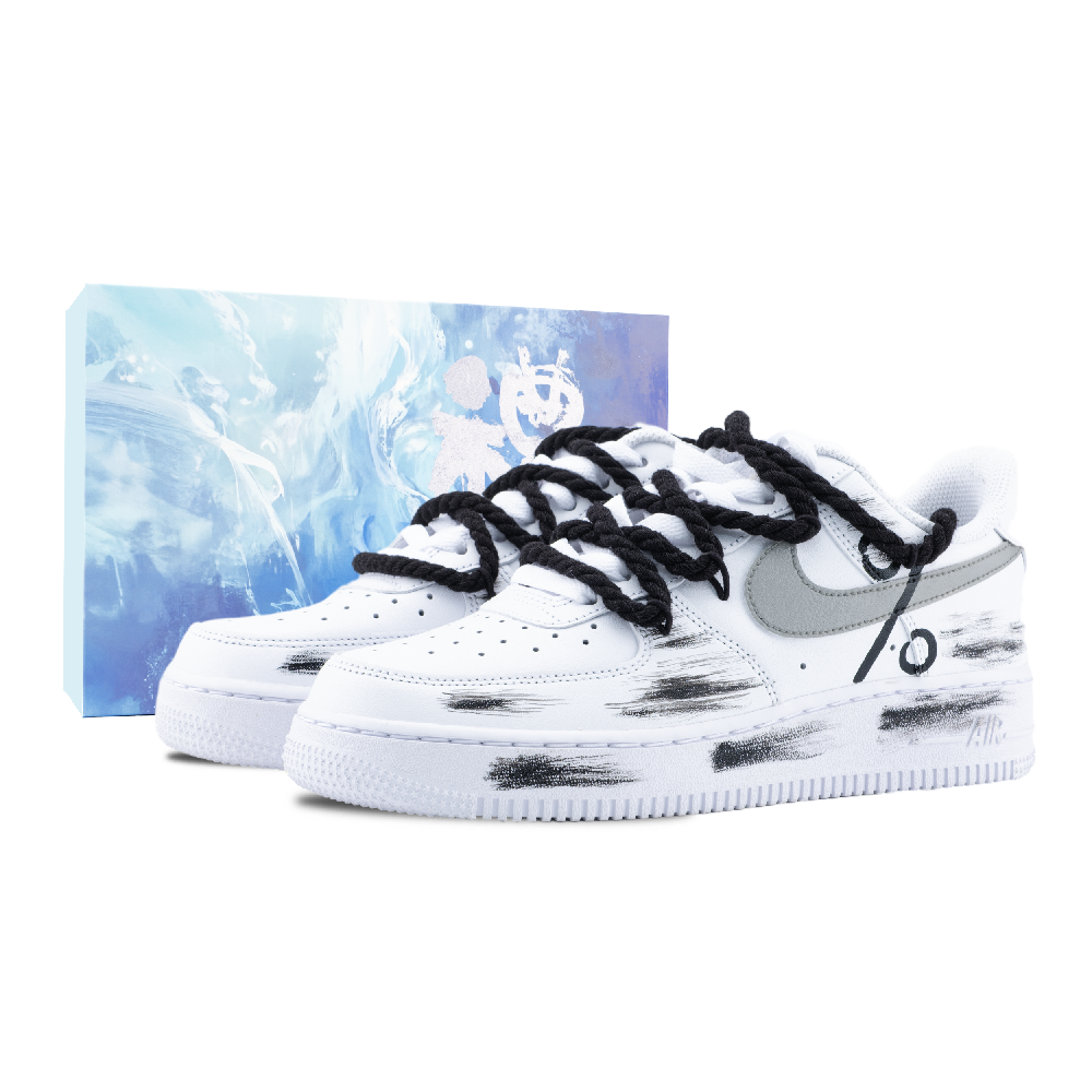 Nike Air Force 1 Arabica Anti Slip Wear Resistant Low Top Skateboard Shoes Unisex Black White Gray