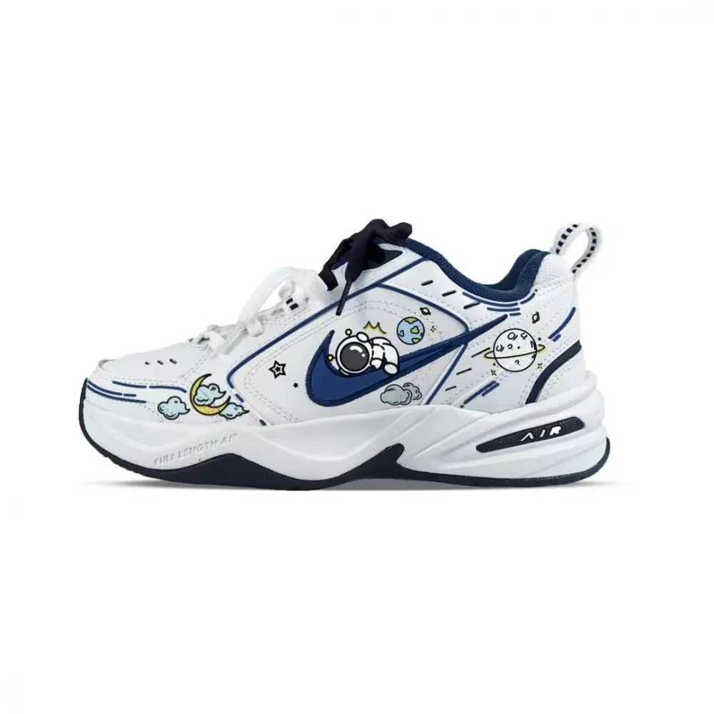 Nike Air Monarch 4 Abrasion Resistant Breathable Low top Chunky Sneakers Unisex Blue White