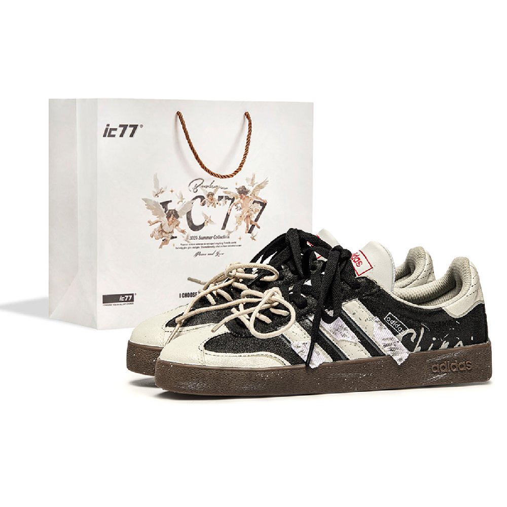 Adidas VL COURT 2.0 IC77 Shopping Bag, Bubble Gothic Abrasion Resistant Low Top Skateboard Shoes Unisex Black Brown