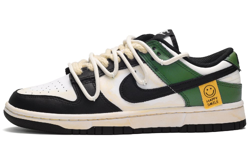 Nike Dunk Low-Top Skateboard Shoes Men's Black White Green