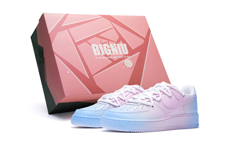 Nike Air Force 1 LE Slip Resistant Cushioning Abrasion Resistant Low Top Skateboard Shoes GS Blue Pink Purple