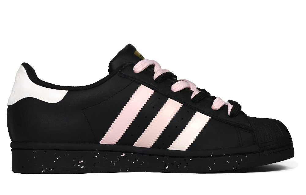Adidas Originals SUPERSTAR Anti-Slip Wear-Resistant Low-Top Skateboard Shoes Unisex Black Pink White