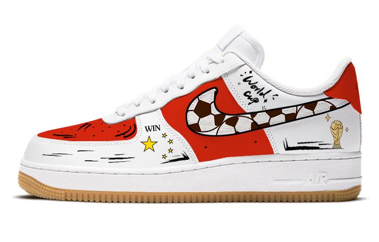 Nike Air Force 1 Anti-Slip And Wear-Resistant Lightweight Low-Top Skateboard Shoes Men's White Red