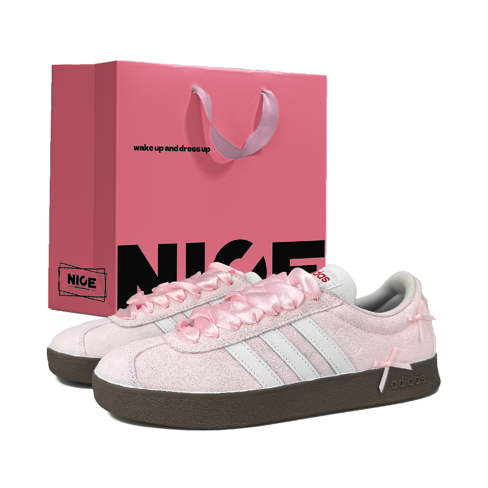 Adidas VL COURT 2.0 Abrasion Resistant Low top Skateboard Shoes Unisex Pink