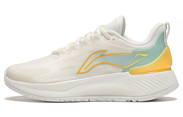 LiNing YueYing Element Breathable Lightweight And Wear-Resistant Low-Top Running Shoes Women's Beige Yellow Blue
